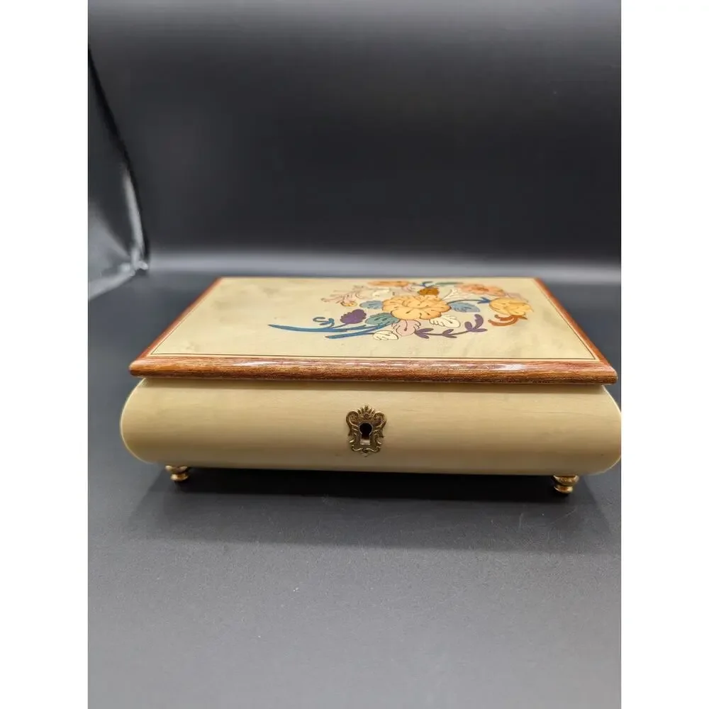 Italian Inlaid Wood Musical Jewelry Box